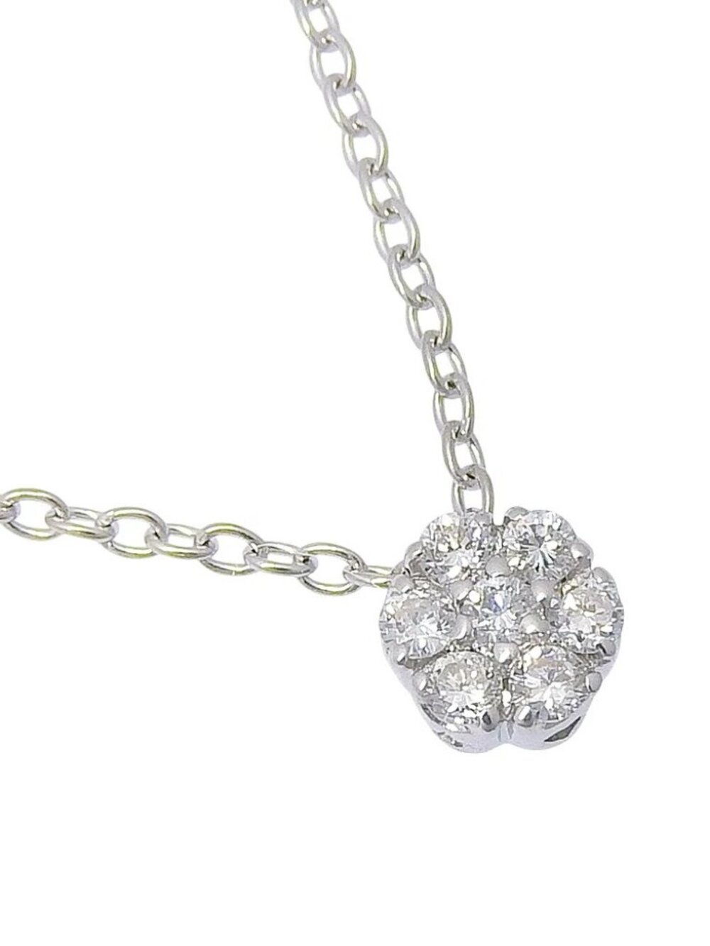 Ponte Vecchio flour Necklace 7P diamond K18 white gold/diamond flour 1.9g